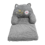 Kids Sofa for Baby Toddler Cute Cartoon Cat Convertible Armrest Chair Fold Out Couch Bed for Napping Playing Sleeping Grey 2 Layers