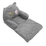 Kids Sofa for Baby Toddler Cute Cartoon Cat Convertible Armrest Chair Fold Out Couch Bed for Napping Playing Sleeping Grey 2 Layers