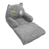 Kids Sofa for Baby Toddler Cute Cartoon Cat Convertible Armrest Chair Fold Out Couch Bed for Napping Playing Sleeping Grey 2 Layers