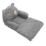 Kids Sofa for Baby Toddler Cute Cartoon Cat Convertible Armrest Chair Fold Out Couch Bed for Napping Playing Sleeping Grey 2 Layers