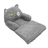 Kids Sofa for Baby Toddler Cute Cartoon Cat Convertible Armrest Chair Fold Out Couch Bed for Napping Playing Sleeping Grey 2 Layers