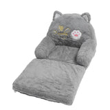 Kids Sofa for Baby Toddler Cute Cartoon Cat Convertible Armrest Chair Fold Out Couch Bed for Napping Playing Sleeping Grey 2 Layers