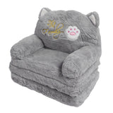 Kids Sofa for Baby Toddler Cute Cartoon Cat Convertible Armrest Chair Fold Out Couch Bed for Napping Playing Sleeping Grey 3 Layers