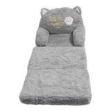 Kids Sofa for Baby Toddler Cute Cartoon Cat Convertible Armrest Chair Fold Out Couch Bed for Napping Playing Sleeping Grey 3 Layers