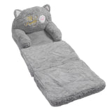 Kids Sofa for Baby Toddler Cute Cartoon Cat Convertible Armrest Chair Fold Out Couch Bed for Napping Playing Sleeping Grey 3 Layers