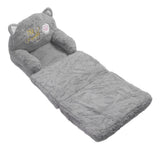 Kids Sofa for Baby Toddler Cute Cartoon Cat Convertible Armrest Chair Fold Out Couch Bed for Napping Playing Sleeping Grey 3 Layers