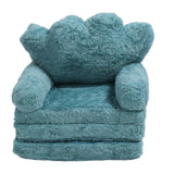 Flip Out Chair Green Fold Out Couch Crown Cute Soft Comfortable Kids Sofa for Boys Girls Home School Kindergarten 3 Layer