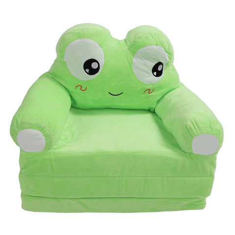 Foldable Kids Sofa Cute Cartoon Design Short Plush Soft Comfortable Portable Children Couch for Home Frog