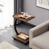 Sofa Side Table Stylish Simple Versatile Dual Layer Couch End Table for Living Room Bedroom Square