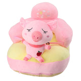 Baby Sitting Sofa Chair Comfortable Anti Rollover Portable Plush Infants Toddler Learning to Sit Chair with Light for Home Pink Pig