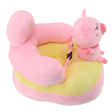 Baby Sitting Sofa Chair Comfortable Anti Rollover Portable Plush Infants Toddler Learning to Sit Chair with Light for Home Pink Pig