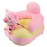 Baby Sitting Sofa Chair Comfortable Anti Rollover Portable Plush Infants Toddler Learning to Sit Chair with Light for Home Pink Pig