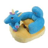 Baby Support Seat Sofa Soft Plush Comfortable Cute Animal Shape Prevent Slip Adjustable Baby Learn Sitting Support Seat Blue Horse