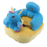 Baby Support Seat Sofa Soft Plush Comfortable Cute Animal Shape Prevent Slip Adjustable Baby Learn Sitting Support Seat Blue Horse