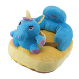 Baby Support Seat Sofa Soft Plush Comfortable Cute Animal Shape Prevent Slip Adjustable Baby Learn Sitting Support Seat Blue Horse