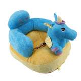 Baby Support Seat Sofa Soft Plush Comfortable Cute Animal Shape Prevent Slip Adjustable Baby Learn Sitting Support Seat Blue Horse