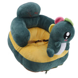 Learning Sitting Chair Prevents Falls Adjustable Angle Portable Safe Super Soft Plush Baby Support Seat Green Dinosaur