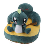 Learning Sitting Chair Prevents Falls Adjustable Angle Portable Safe Super Soft Plush Baby Support Seat Green Dinosaur