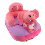 Baby Sofa Chair Floor Support Seat Plush Cute Cartoon Animal Angle Adjustable Baby Learning to Sit Chair with USB Cable for Toddlers Boys Girls Elephant