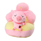 Baby Sofa Chair Floor Support Seat Plush Cute Cartoon Animal Angle Adjustable Baby Learning to Sit Chair with USB Cable for Toddlers Boys Girls Pig