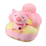 Baby Sofa Chair Floor Support Seat Plush Cute Cartoon Animal Angle Adjustable Baby Learning to Sit Chair with USB Cable for Toddlers Boys Girls Pig