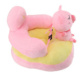 Baby Sofa Chair Floor Support Seat Plush Cute Cartoon Animal Angle Adjustable Baby Learning to Sit Chair with USB Cable for Toddlers Boys Girls Pig