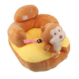 Baby Sofa Chair Floor Support Seat Plush Cute Cartoon Animal Angle Adjustable Baby Learning to Sit Chair with USB Cable for Toddlers Boys Girls Monkey