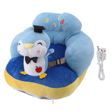 Baby Learn Sitting Support Seats Anti Fall Anti Side Turning Rechargeable Plush Baby Learning to Sit Chair for Indoor Outdoor Blue Penguin