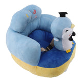 Baby Learn Sitting Support Seats Anti Fall Anti Side Turning Rechargeable Plush Baby Learning to Sit Chair for Indoor Outdoor Blue Penguin