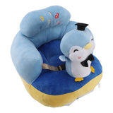Baby Learn Sitting Support Seats Anti Fall Anti Side Turning Rechargeable Plush Baby Learning to Sit Chair for Indoor Outdoor Blue Penguin