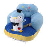 Baby Sofa Chair Floor Support Seat Bluetooth Plush Cute Cartoon Animal Adjustable Baby Learn to Sit Up Chair with USB Cable for Toddlers Boys Girls Blue Penguin