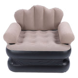 Inflatable Sofa Bed Portable Foldable Thickened Flocked PVC Blow Up Couch Mattress for Home Travel Camping Coffee Color In Australia - Darrahopens