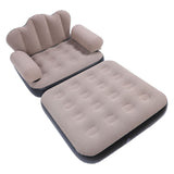 Inflatable Sofa Bed Portable Foldable Thickened Flocked PVC Blow Up Couch Mattress for Home Travel Camping Coffee Color