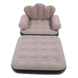 Inflatable Sofa Bed Portable Foldable Thickened Flocked PVC Blow Up Couch Mattress for Home Travel Camping Coffee Color