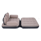 Inflatable Sofa Bed Portable Foldable Thickened Flocked PVC Blow Up Couch Mattress for Home Travel Camping Coffee Color