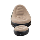 Inflatable Deck Chair Thick Lounger Sofa with Footrest for Indoor Living Room Bedroom Outdoor Travel Camping Picnic Brown