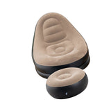 Inflatable Deck Chair Thick Lounger Sofa with Footrest for Indoor Living Room Bedroom Outdoor Travel Camping Picnic Brown