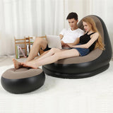 Inflatable Deck Chair Thick Lounger Sofa with Footrest for Indoor Living Room Bedroom Outdoor Travel Camping Picnic Brown