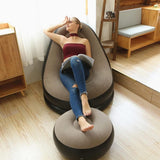 Inflatable Deck Chair Thick Lounger Sofa with Footrest for Indoor Living Room Bedroom Outdoor Travel Camping Picnic Brown