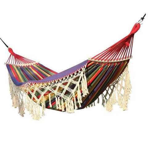 Backyard Hammock with Tassels 500lb Load Bearing Single Double Hammock with Hanging Ropes for Outdoor Garden Courtyard Camping Red In Australia - Darrahopens