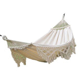 Backyard Hammock with Tassels 500lb Load Bearing Single Double Hammock with Hanging Ropes for Outdoor Garden Courtyard Camping White In Australia - Darrahopens