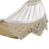 Backyard Hammock with Tassels 500lb Load Bearing Single Double Hammock with Hanging Ropes for Outdoor Garden Courtyard Camping White In Australia - Darrahopens