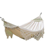 Backyard Hammock with Tassels 500lb Load Bearing Single Double Hammock with Hanging Ropes for Outdoor Garden Courtyard Camping White In Australia - Darrahopens