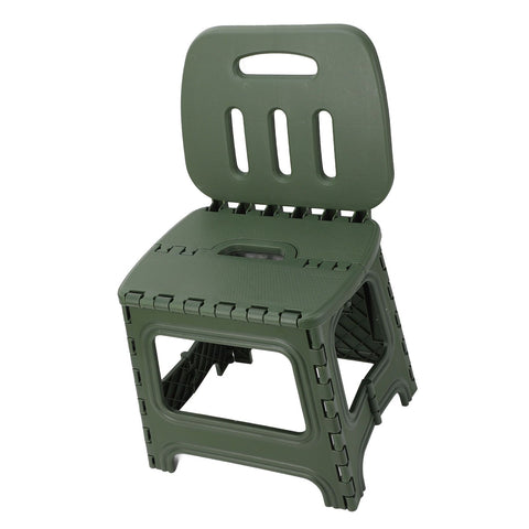 Folding Step Stool PP Thickened Portable Small Kids Step Stool with Handle for Outdoor Camping Fishing Picnic Green L