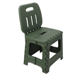 Folding Step Stool PP Thickened Portable Small Kids Step Stool with Handle for Outdoor Camping Fishing Picnic Green L