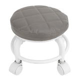 Low Roller Seat PU Leather Low Stool Mute Wheel Swivel Low Height Round Roller Chair for Home Office Garage Shop Gray