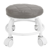Low Roller Seat PU Leather Low Stool Mute Wheel Swivel Low Height Round Roller Chair for Home Office Garage Shop Gray