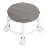 Low Roller Seat PU Leather Low Stool Mute Wheel Swivel Low Height Round Roller Chair for Home Office Garage Shop Gray