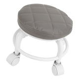 Low Roller Seat PU Leather Low Stool Mute Wheel Swivel Low Height Round Roller Chair for Home Office Garage Shop Gray