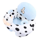 Infant Support Seat with Two Handles Comfortable Plush Cartoon Anti Slip Bottom Infant Learning Sitting Chair for Home